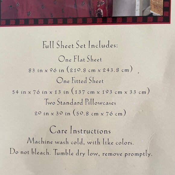 Woolrich Full Red Flannel 100% Cotton Sheet Set LODGE CHRISTMAS OUTDOORS BEARS - Picture 5 of 5